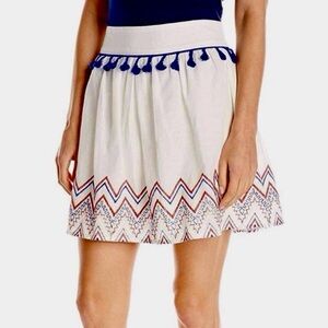 Love, Fire Tassel Trim Embroidered Skater Skirt Size Small